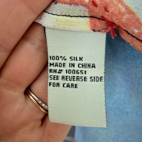 Vintage Nicole Taylor Silk Beaded Scenic Landscape Venice Italy Print Shirt L - Picture 9 of 12